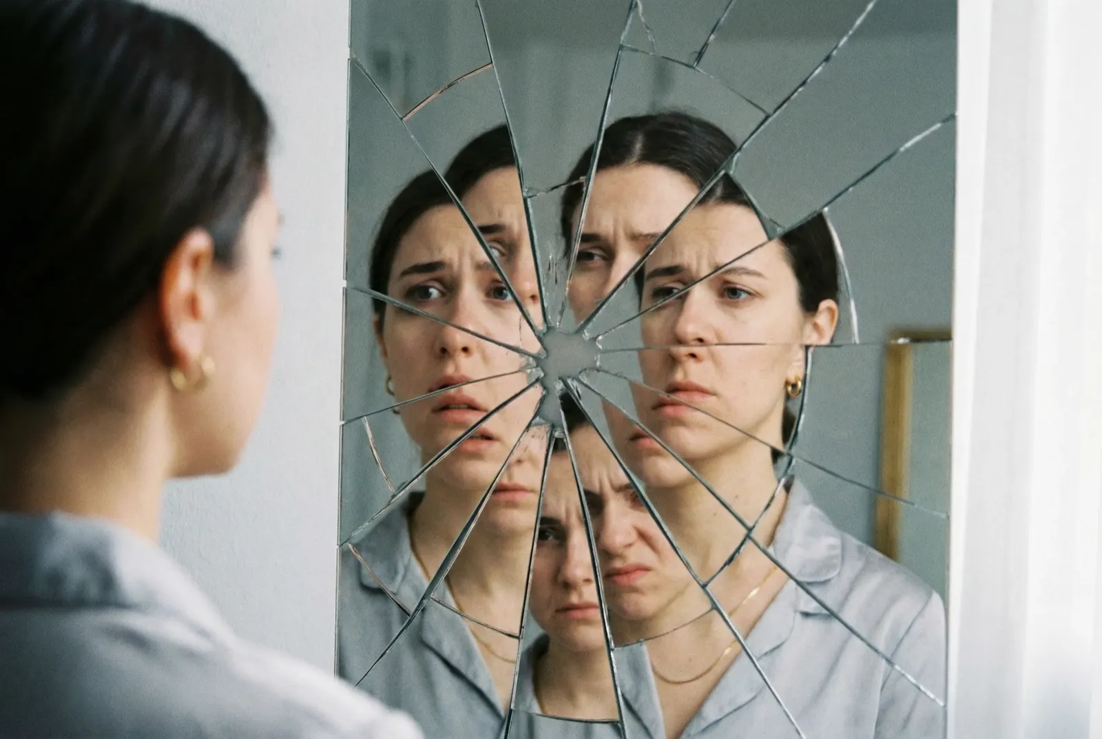 Objawy syndromu DDA - rozbite lustro symbolizujące rozbity obraz siebie