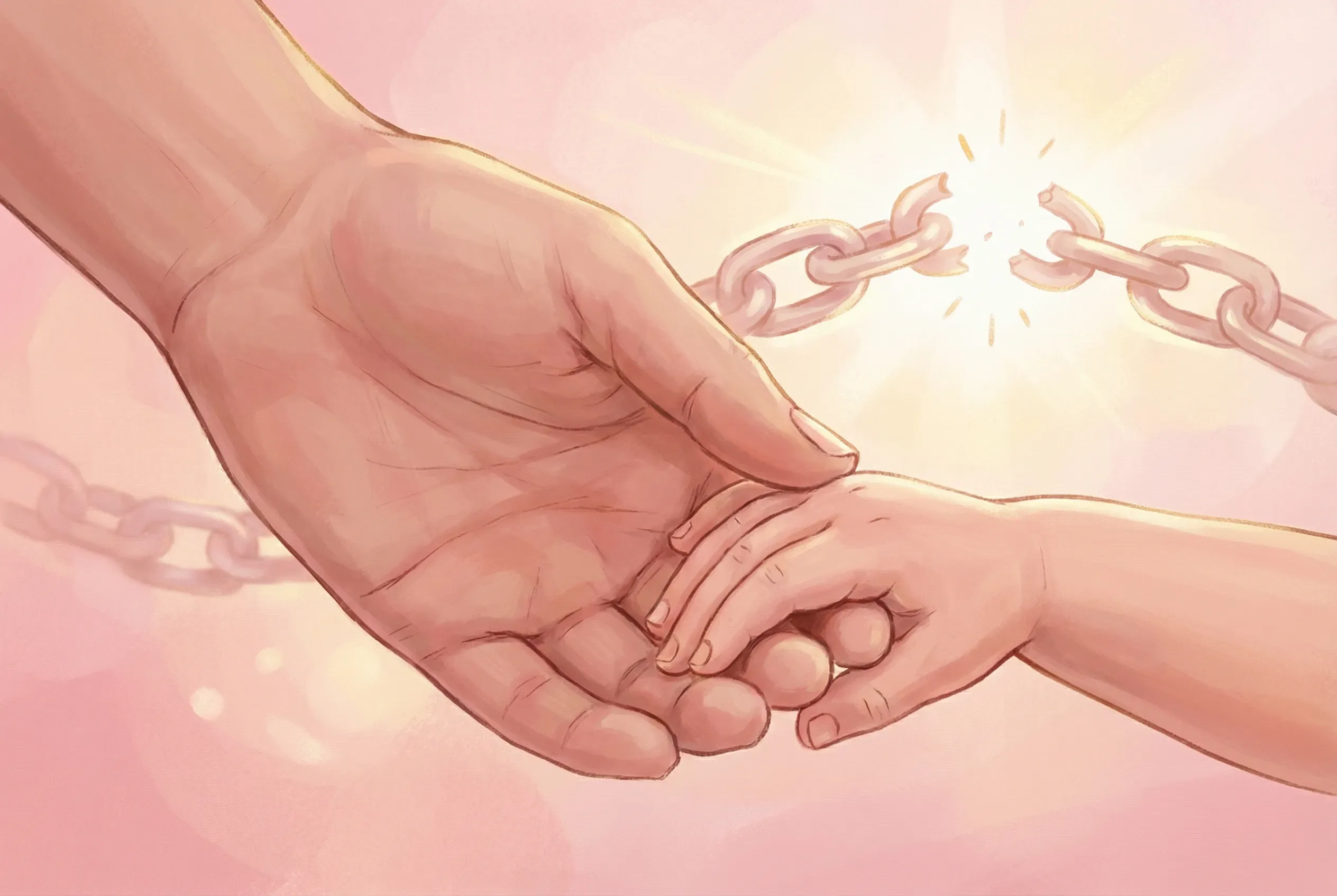 Przerywanie cyklu międzypokoleniowego - dorosła ręka trzymająca dziecięcą