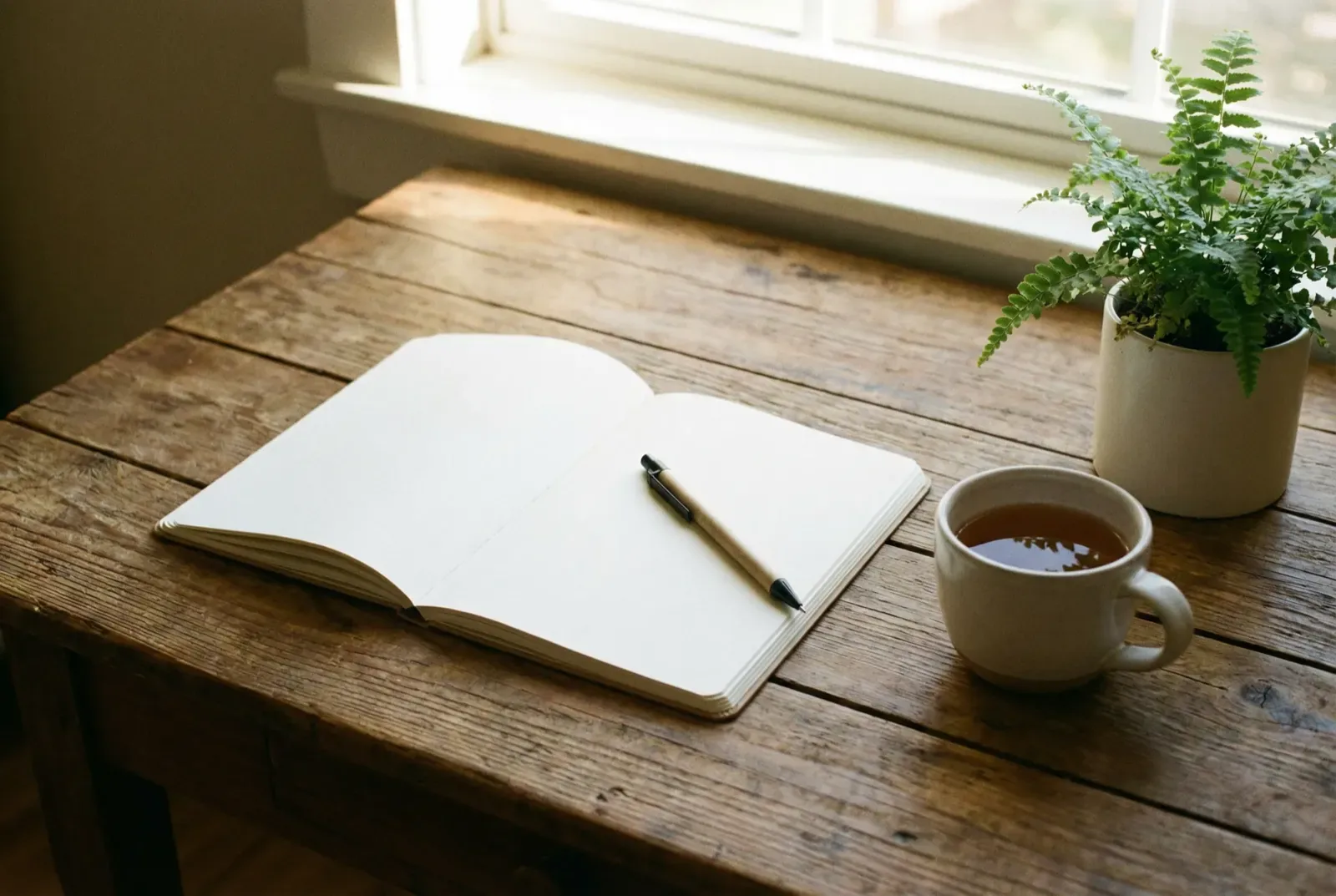 Samopoznanie i refleksja - notes symbolizujący początek drogi