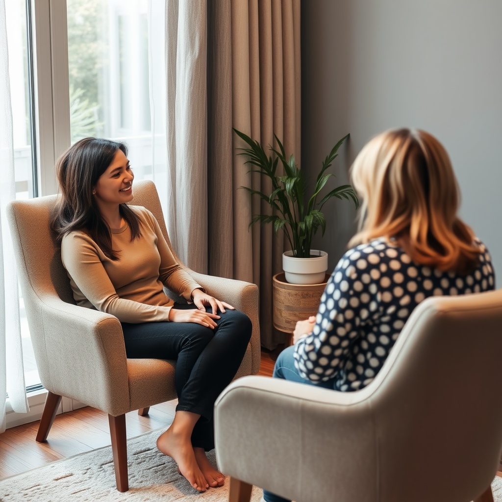 Terapeuta w trakcie sesji z pacjentem - profesjonalna rozmowa terapeutyczna