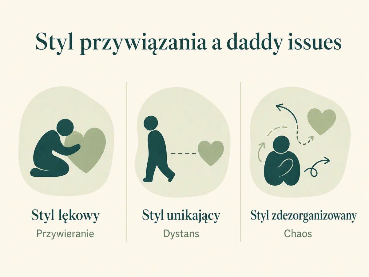 Infografika trzech pozabezpiecznych stylów przywiązania
