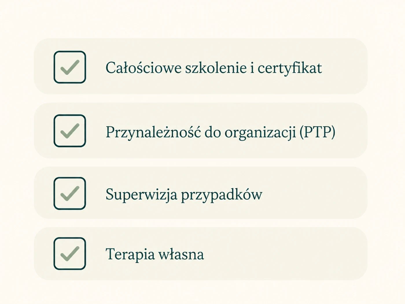Infografika z listą rzeczy do sprawdzenia przy weryfikacji kwalifikacji psychoterapeuty