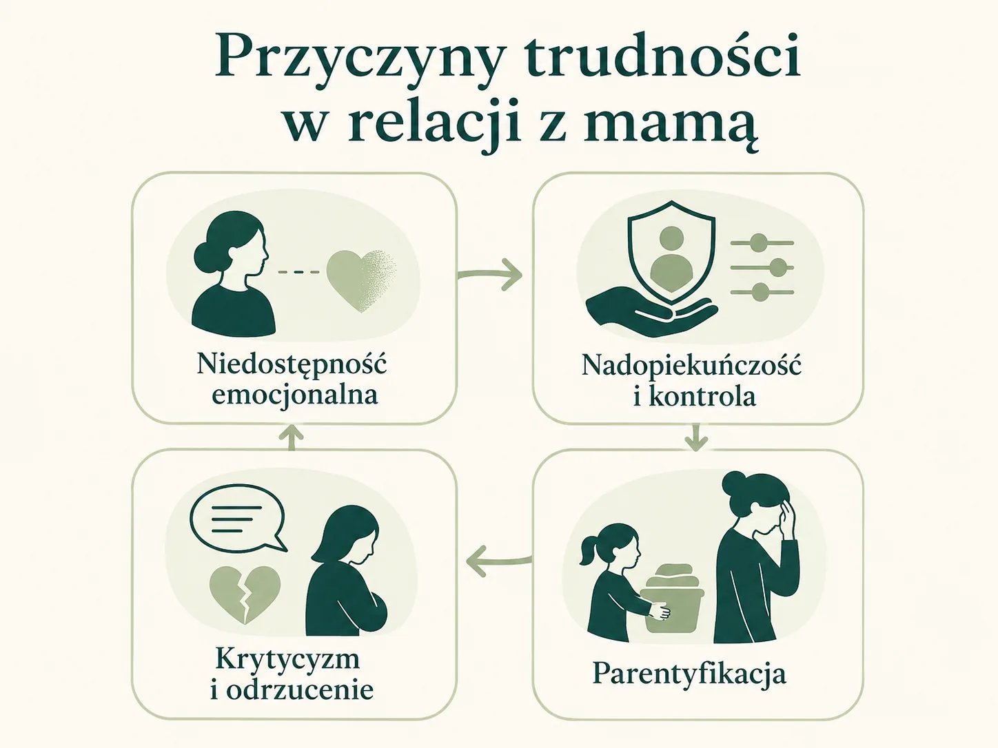 Infografika z czterema głównymi przyczynami mommy issues